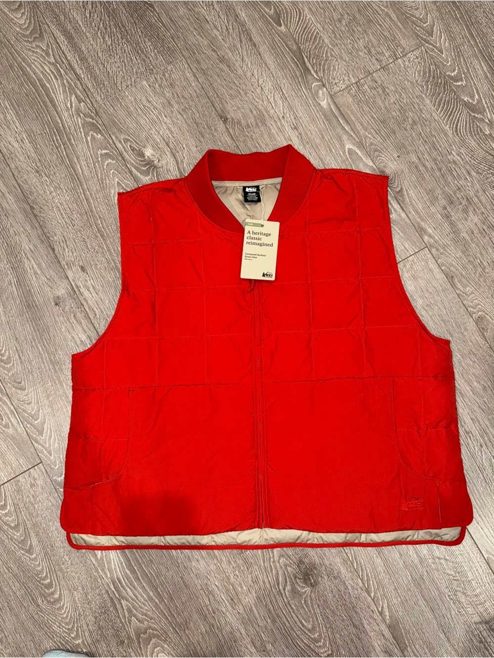 REI Bright Red Quilted Insulated Vest Neon Colorful Activewear Hiking